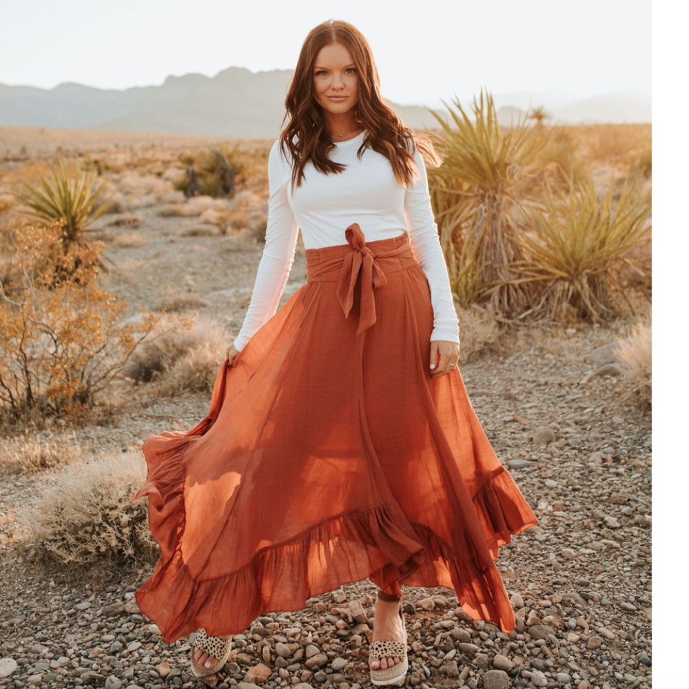 Pink Desert The Marissa Maxi Skirt in Terracotta